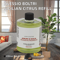Recharge pour diffuseur d'ambiance aux agrumes siciliens 500 ml, huile parfumée naturelle pour diffuseur à bâtonnets, dure jusqu'à 120 jours, fabriqué en Italie