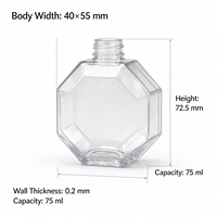 Flacon de parfum en plastique PET transparent de 75 ml, forme octogonale, conteneur de parfum portable rechargeable avec bouchon argenté pour les voyages