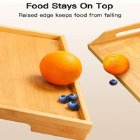 Plateau de lit avec poignée pour manger, travailler, utilisé comme table à collation de bureau pour ordinateur portable Plateau de petit-déjeuner en bambou avec pieds pliables en bois