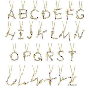 Collana con Iniziale per Donna <span class=keywords><strong>e</strong></span> Ragazza, 26 Lettere, Ciondolo Placcato Oro con Perle <span class=keywords><strong>e</strong></span> Pietre Colorate a Forma di Farfalla - Product Image 4