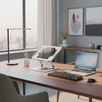 360 °   Support d'ordinateur portable rotatif 260x210mm, hauteur réglable de 35 à 138mm, 180° °   Acier laminé à froid inclinable gris argenté