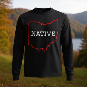 T-shirt a maniche lunghe con contorno rosso Ohio Native - Product Image 3