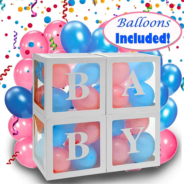 Partycool clair ballon boîte genre révéler bébé douche lettres Transparent ballon boîte Kit décorations de fête