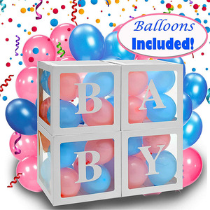 Partycool Clear Balloon Box Gender Reveal Baby Shower Letters Transparent Balloon Box Kit Party Decorations