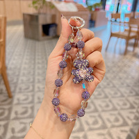 Nouvelle Chaîne de Perles Bling Bling en Cristal Ours, Décoration de Sac, Pendentif Mignon, Dragonne de Téléphone Perlée, Chaîne de Téléphone, Porte-clés