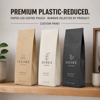 Sachet de café à fond plat en papier personnalisé, sachet de café à fond plat, fabricant d'emballages alimentaires de qualité supérieure pour torréfacteurs, OEM