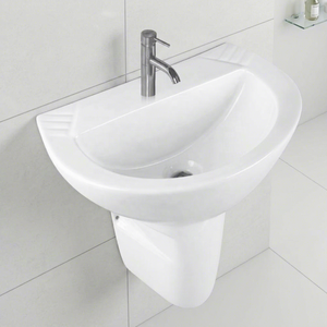 Meilleures ventes : Ensemble lavabo demi-pied carré en céramique blanche avec meuble pour centre commercial - Product Image 4