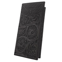 Portefeuille en cuir pleine fleur embossé floral rétro occidental 2025 avec blocage RFID, unisexe, de haute qualité, porte-cartes de crédit