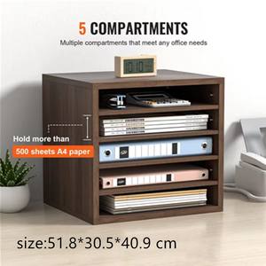 Organizador clasificador de papel de escritorio de madera con almacenamiento de 5 niveles, archivador de papel de escritorio, bandeja de letras para el hogar y la Oficina - Product Image 6