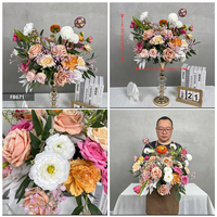 DKB Hochwertige Realistische Seidenrosen-Blumenarrangements Romantische Rosa Künstliche Blumenkugel und Kranz Heimdekoration-Set