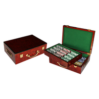 Boîte de jeu de poker en bois noir personnalisée de grande taille