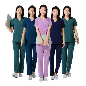 Set di uniformi per scrub set di uniformi per scrub da donna personalizzate in poliestere set di scrub da donna in cotone