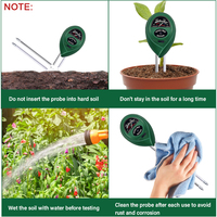 Testeur de sol pour fleurs de plantes 3 en 1/Kit de test d'humidité/de sol léger PH-mètres de sol pour plantes d'extérieur et d'intérieur, jardins et lois