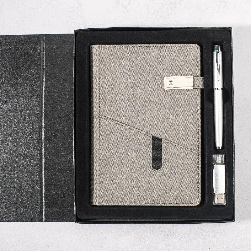 קידום מכירות עסקים A5 אחסון נייד רגיל יומן מתנות & מתכת עט & USB דיסק און קי מזכרת אישית מתנות חברה