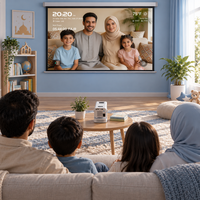 Projecteur islamique avec téléchargement personnalisé d'Athan, synchronisation des heures de prière des mosquées locales, compte à rebours audio-visuel pour la maison musulmane