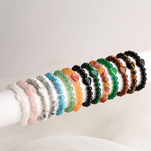 ทำด้วยมือ unisex อินเทรนด์ไทเกอร์โรสควอตซ์ลูกปัดสร้อยข้อมือหัวใจเสน่ห์6มม. ธรรมชาติพุทธของขวัญครบรอบ - Product Image 3