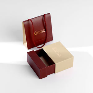 Boîte à bijoux en papier brun en gros avec gaufrage d'estampage en feuille d'or-Logo à bas prix personnalisable pour le stockage de bijoux de bague - Product Image 5