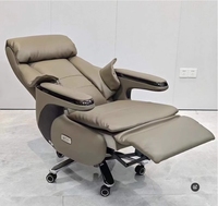 Nouveau Fauteuil de Bureau Exécutif 2025 de Luxe Moderne Confortable en Cuir PU Gris Ergonomique Inclinable avec Réglage Manuel de la Hauteur