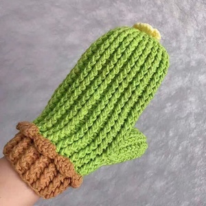 <span class=keywords><strong>Manoplas</strong></span> de Cactus de cartón de dedo completo de algodón acrílico de ganchillo hechas <span class=keywords><strong>a</strong></span> mano de alta calidad con flor amarilla - Product Image 4
