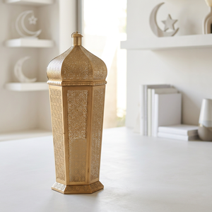 Wholesale <b>Large</b> Gold Metal Moroccan <b>Candle</b> <b>Lantern</b> for Ramadan Home and Events Decorations - Product Image 2