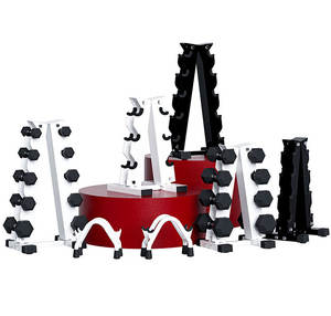 YOBER Fabricant de Chine Équipement de gymnastique complet Poids légers Musculation Support d'haltères enduit de caoutchouc avec étagère pour la maison - Product Image 3