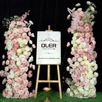 Arche florale personnalisable en soie blanche et rose, arrangement de centre de table pour mariage, décoration d'événements sociaux, entrée moderne