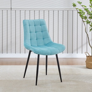 Chaises de cuisine modernes et bon marché, sans accoudoirs, pieds en métal, revêtement en velours brun, pour îlot de cuisine - Product Image 3