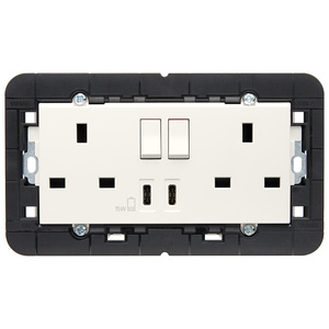 วิมาร์เต้ารับคู่พร้อมพอร์ต USB 15W ชาร์จ 2P+T13ABS สีขาว - Product Image 1