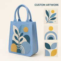 Sac fourre-tout en feutre avec appliques soleil, lune et feuille, réutilisable, pour mariage, baby shower, anniversaire, emballage cadeau