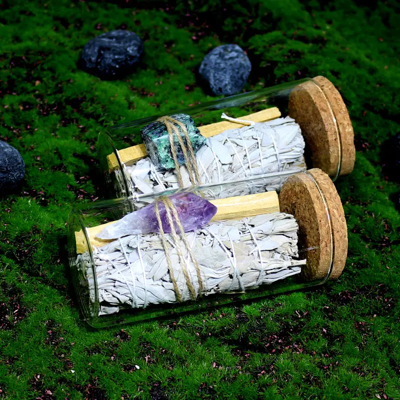 Doğal şifa adaçayı demetleri Palo Santo sopa tütsü 7 çakralar meditasyon için kişiselleştirilmiş kutu ile