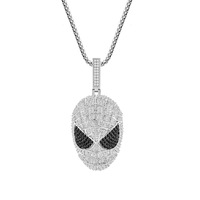 Micro-Set Zircon Alien Collier Laiton Hip Hop Accessoires avec Chaîne à Maillons pour Discothèque Rap Trendy Hip Hop Style
