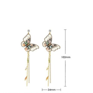 Papillon longue frange fée boucles d'oreilles en 2020 nouvelle mode boucles d'oreilles rétro style - Product Image 3