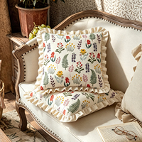 Housse de coussin à volants 100% coton, imprimé plante de fougère tropicale, motif botanique naturel, housse de coussin décorative pour canapé, décoration de la maison
