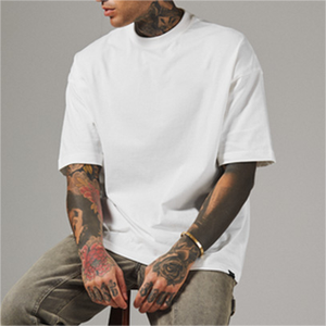 T-shirt <span class=keywords><strong>Nera</strong></span> Oversize in Cotone 100% Pesante di Alta Qualità a Manica Corta con Spalle Cadenti, Maglietta Semplice e Neutra - Product Image 3