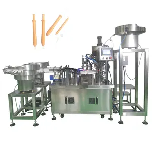 Llenadora neumática de 2 cabezales y taponadora de tornillo para gel de aceite líquido dosis pequeña 10ml con alimentación de tapa electromagnética