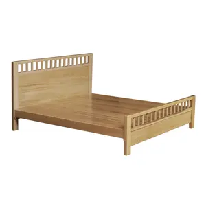 Top Sale LATTICE 6X7Ft Safety Headboard Tung Solid Wood Bed Frame King Size Suitable For Kids