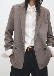 Blazer croisé en tissu écossais anti-plis, micro-veste - Product Image 2