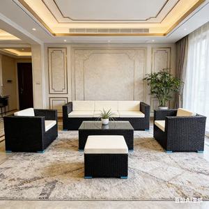 Ensemble de canapés de <span class=keywords><strong>jardin</strong></span> HAOYU au design moderne et durable pour 6 <span class=keywords><strong>personnes</strong></span>, meubles en acier inoxydable, coussins imperméables, pour cours et hôtels - Product Image 5