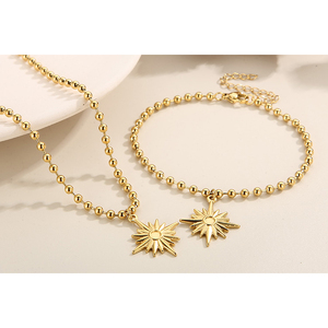 All'ingrosso delle donne delle collane del pendente di modo delle donne in acciaio inossidabile Set bracciali collana della clavicola con catena a maglia personale - Product Image 3