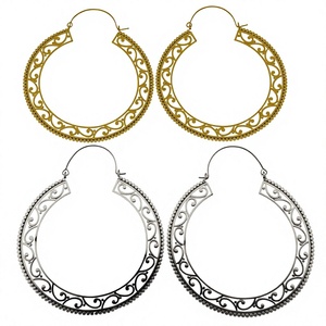 Antiguo latón gitana Tribal indio aro étnico pendientes Mandala pendientes étnicos joyería Vintage de Color - Product Image 1
