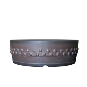 Maceta Redonda Hecha a Mano para Bonsái, de Arcilla Morada, con Diseño de Uñas, Clásica, de Cerámica Azul Grisácea, para Plantas de Interior - Product Image 5
