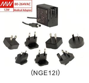 MEANWELL NGE(GSM Upgraded Ver.) Série 12W 5V 9V <span class=keywords><strong>12V</strong></span> 15V 18V <span class=keywords><strong>24V</strong></span> Adaptateur d'alimentation médical mural interchangeable (US/UE) - Product Image 1