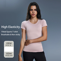 T-shirt de sport respirant à manches courtes, col rond, séchage rapide, pour fitness, course à pied et gym, coupe ajustée, sans coutures, personnalisable, vente en gros