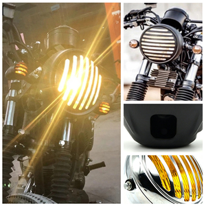 Phare avant rétro à grille de 7 pouces pour moto Harley Triumph CG125 GN125, faisceau haut et bas, noir chromé jaune transparent - Product Image 4