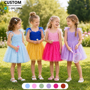 Robe de princesse pour filles en tissu yoga, tenue de fête en tulle, maille scintillante, vêtement d'anniversaire, logo personnalisé, couleur et taille sur mesure - Product Image 1