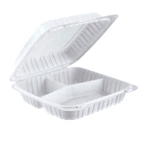 Boîtes à emporter 8x8 à clapet, 3 compartiments, en MFPP, jetables, pour la préparation des repas en restaurant