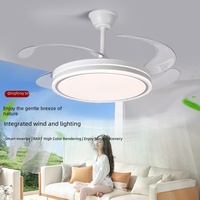 Ventilateurs de plafond intérieurs à moteur en cuivre de 42 pouces à faible bruit avec éclairage LED et télécommande rétractable pour la maison, le salon, la salle à manger, la chambre
