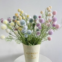 Fleurs artificielles en gros, faites à la main, à 9 têtes, en pompons floqués, boules d'herbe duveteuses, décorations d'Halloween, fausses fleurs