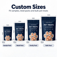 Sachet d'emballage plastique personnalisé pour aliments pour animaux de compagnie, pochette verticale refermable avec fermeture éclair thermoscellable Doypack pour friandises pour chats et nourriture pour chiots