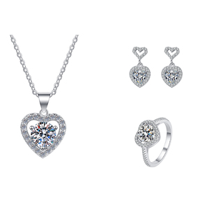 Joyería Fina de Moda, Certificada por GRA, VVs1, Diamante Moissanite, Conjuntos de Joyería con <span class=keywords><strong>Corazones</strong></span> de Amor, Plata de Ley S925, Regalos para Mujeres - Product Image 2